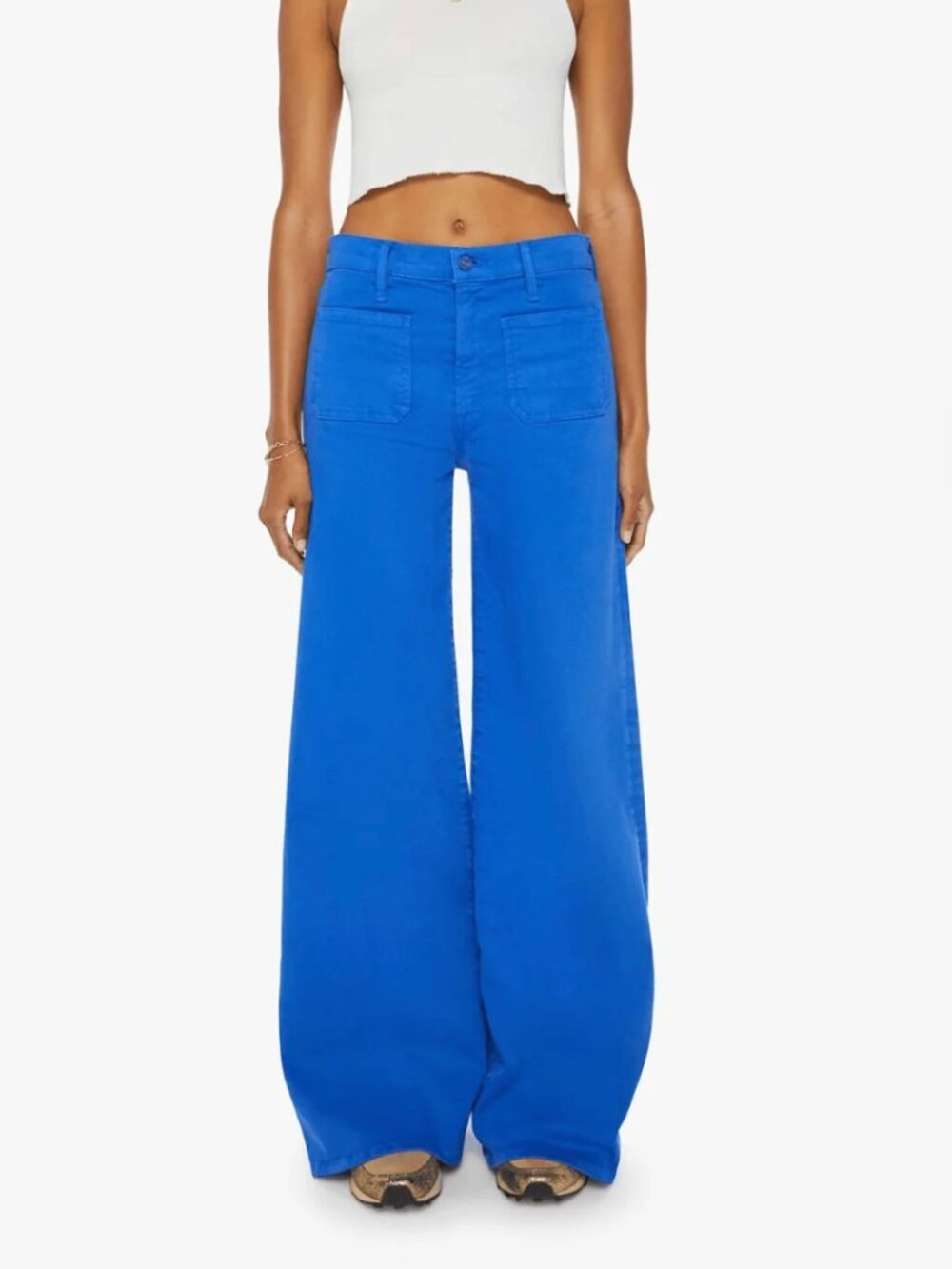 MOTHER Patch Pocket Undercover Sneak Jeans Snorkel Blue Wide Leg Pant 27